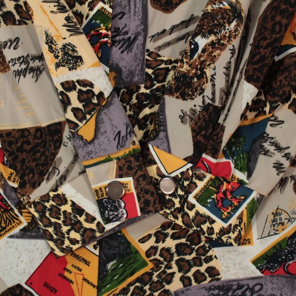 Vintage S. G. Sport Collection Top Women's 1X Busy All Over Print Blouse - Picture 11 of 15